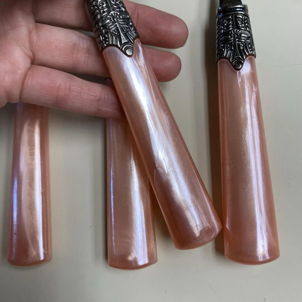 Vintage Gilbson Pink Pearl Roseland Pearlescent Kitchen Flatware Set of 35